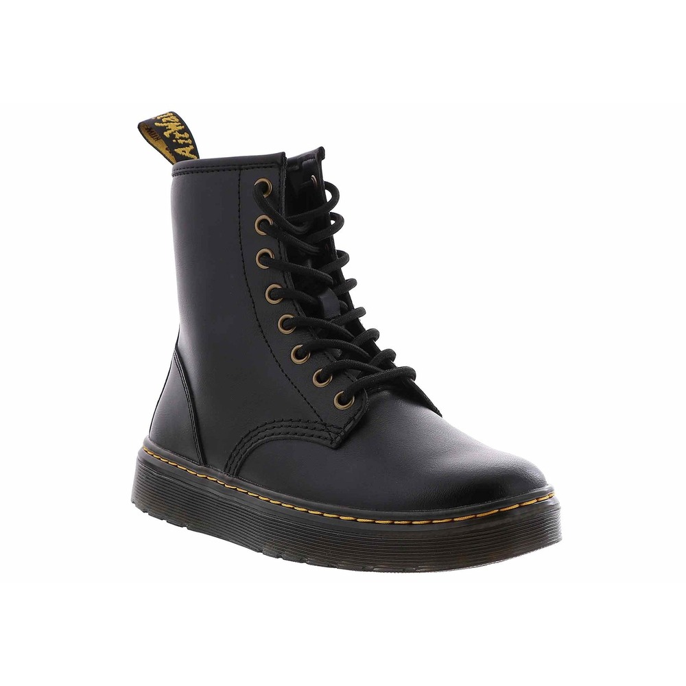 Dr. Martens Zavala Combat Boots Womens Black New Leather Lace Up 26132001